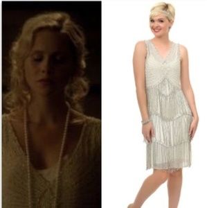 Ivory Beaded 1920s Flapper Dress